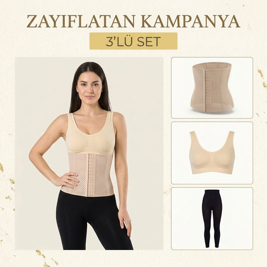 Zayıflatan Set Kampanyası ( Tayt Korse + Lohusa Korsesi + Göğüs Toparlayıcı )